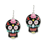 108480, SUGAR SKULL ENAMEL ACCENT DANGLE EARRING