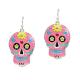 108480, SUGAR SKULL ENAMEL ACCENT DANGLE EARRING