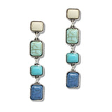 107783, WESTERN RECTANGLE TURQUOISE STONE ACCENT DANGLE EARRING
