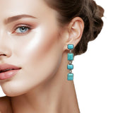 107783, WESTERN RECTANGLE TURQUOISE STONE ACCENT DANGLE EARRING