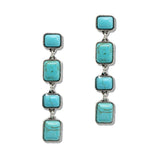 107783, WESTERN RECTANGLE TURQUOISE STONE ACCENT DANGLE EARRING