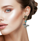 108419, WESTERN ROSE WITH HORSE DANGLE EARRING