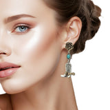 108417, WESTERN ROSE WITH BOOTS DANGLE EARRING