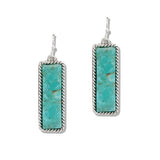107784, WESTERN RECTANGLE TURQUOISE STONE DANGLE EARRING