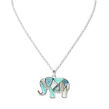 108426, ELEPHANT ABSTRACT GLASS PENDANT NECKLACE