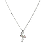 108413, TROPICAL FLAMINGO CRYSTAL RHINESTONE ACCENT PENDANT NECKLACE