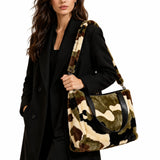 Faux Fur Camo Shoulder Bag – Olive · B1188OLIVE B1188
