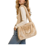 Faux Fur Shoulder Bag With Chain Accent – BEIGE · B1190BEIGE B1190 BEIGE