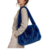 Faux Fur Shoulder Bag With Chain Accent – RBLUE · B1190RBLUE B1190 R.BLUE