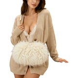 Plush Shaggy Faux Fur Bag – Ivory · B1192IVORY B1192 IVORY