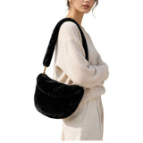 Faux Fur Crescent Shoulder Bag – Black · B1195BLACK B1195 BLACK