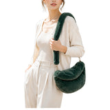 Faux Fur Crescent Shoulder Bag – Green · B1195KGREEN B1195 GREEN
