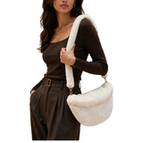 Faux Fur Crescent Shoulder Bag – Ivory · B1195IVORY B1195 IVORY