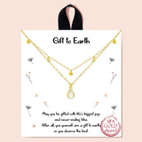 90295, "GIFT TO EARTH" GOLD DIPPED, TEAR DROP, DOUBLE LAYERED DAINTY NECKLACE