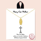90319, "MARY, OUR MOTHER" GOLD DIPPED, DAINTY NECKLACE