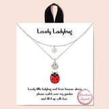 90330, CLEAR " LOVELY LADYBUG" GOLD DIPPED, DOUBLE LAYERED DAINTY NECKLACE