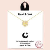 90290, "HEART & SOUL" GOLD DIPPED, MOON AND STAR, DAINTY NECKLACE