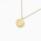 97919, GOLD DIPPED, "AQUARIUS" DAINTY CUBIC ZIRCONIA CHARM PENDANT NECKLACE