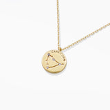 97919, GOLD DIPPED, "CAPRICORN" DAINTY CUBIC ZIRCONIA CHARM PENDANT NECKLACE
