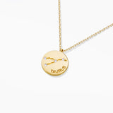 97919, GOLD DIPPED, "TAURUS" DAINTY CUBIC ZIRCONIA CHARM PENDANT NECKLACE