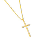108522, LIFES COMPASS PAVE CUBIC ZIRCONIA CROSS PENDANT NECKLACE