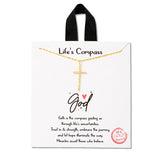108522, LIFES COMPASS PAVE CUBIC ZIRCONIA CROSS PENDANT NECKLACE