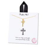 108510, PSALM 46 1 DAINTY CROSS CHARM NECKLACE