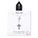 108510, PSALM 46 1 DAINTY CROSS CHARM NECKLACE