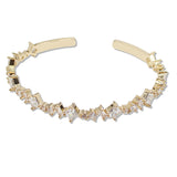 108322, SQUARE GEOMETRIC CUBIC ZIRCONIA ACCENT OPEN CUFF BRACELET