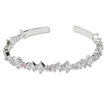 108322, SQUARE GEOMETRIC CUBIC ZIRCONIA ACCENT OPEN CUFF BRACELET