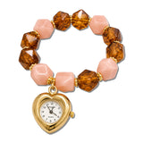 Heart Watch Charm Stretch Bracelet – Gold/Brown · BW40597BRN_WT BW40597 BRN