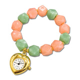 Heart Watch Charm Stretch Bracelet – Gold/Pink · BW40597PK_WT BW40597 PK