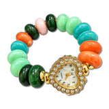 Heart Watch Beaded Stretch Bracelet – Gold/Multi · BW40601_WT BW40601