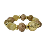 Chunky Wood Resin Beaded Stretch Bracelet – Gold/Brown · BR-2171GBRN DSC8154