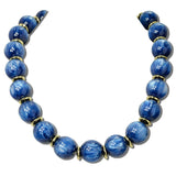 Chunky Swirled Resin Bead Necklace – Gold/Blue · J4036BL DSC8162