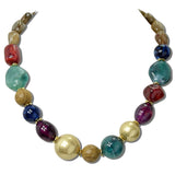 Chunky Mixed Bead Statement Necklace – Worn Gold/Multi · J4033M DSC8163