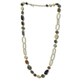 Gold Tone Twisted Link Bead Long Necklace – TPZ · J4030TPZ DSC8180