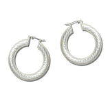 Faceted Chunky Tube Hoop Earrings – Matte Silver · EWE1091-MS_NM _DSC8269