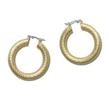 Faceted Chunky Tube Hoop Earrings – Matte Gold · EWE1091-MG_NM _DSC8271