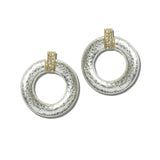 Hammered Rhinestone Bar Doorknocker Earrings – Worn Silver/Worn Gold · EWE1032-WSWG_NM _DSC8274