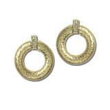 Hammered Rhinestone Bar Doorknocker Earrings – Worn Gold · EWE1032-WG_NM _DSC8275