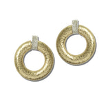 Hammered Rhinestone Bar Doorknocker Earrings – Worn Gold/Worn Silver · EWE1032-WGWS_NM _DSC8276