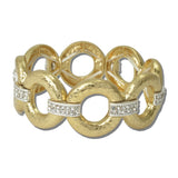 Hammered Ring Pave Stretch Bracelet – Worn Gold/Worn Silver · EWB1013-WGWS_NM _DSC8277