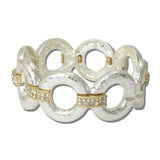 Hammered Ring Pave Stretch Bracelet – Worn Silver/Worn Gold · EWB1013-WSWG_NM _DSC8278