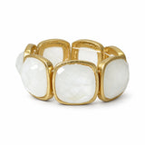 Faceted Leopard Print Stretch Bracelet – Worn Gold/White · BR10017MOP _DSC8292