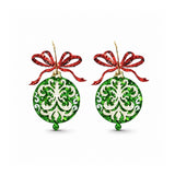 Water Resistant Glitter Bow Christmas Ornament Earrings – Gold/Multi · ER10425MLT_TP _DSC8299