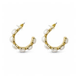 Water Resistant Pearl Cushion Huggie Hoop Earrings – Gold/Pearl · ER10347PL_TP _DSC8309