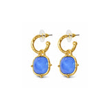 Water Resistant Textured Hoop Cushion Drop Earrings – Worn Gold/Blue · ER10499CAPRI_TP _DSC8313