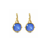 Water Resistant Textured Hoop Cushion Drop Earrings – Worn Gold/Blue · ER10499CAPRI_TP _DSC8314