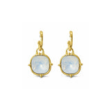 Water Resistant Textured Hoop Cushion Drop Earrings – Worn Gold/White · ER10499WHT_TP _DSC8317